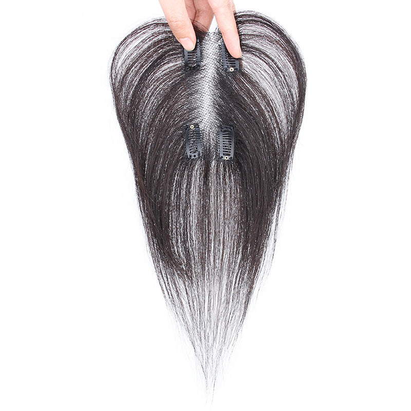 Hand Woven Switzerland Grille Top Real Hair One-piece Additional Volume Wig