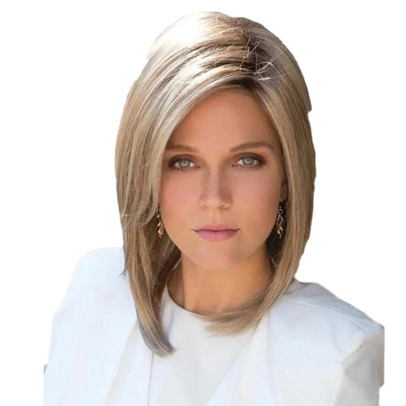 Slouchy Female Split Rose Net Fiber Wig Short Straight Hair