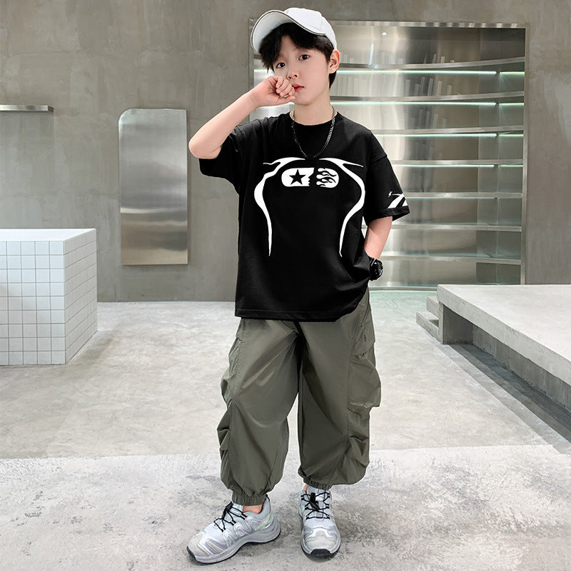 Children's Style Medium Large Sports Short-sleeved Trousers Children's Suit