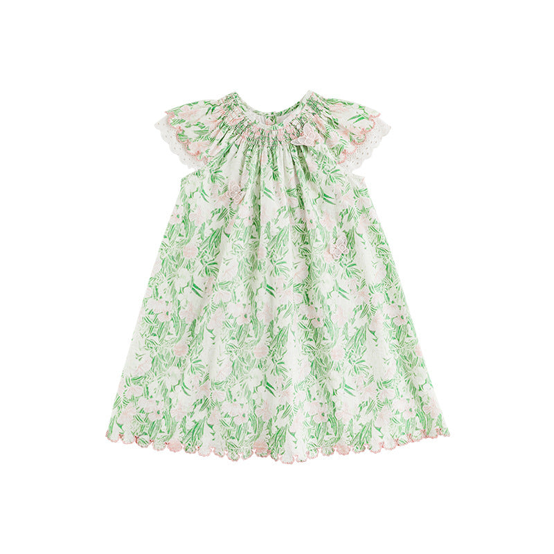 Simple Dress Sweet Pleating Puff Sleeve Doll Shirt Anti Mosquito Children's Suit