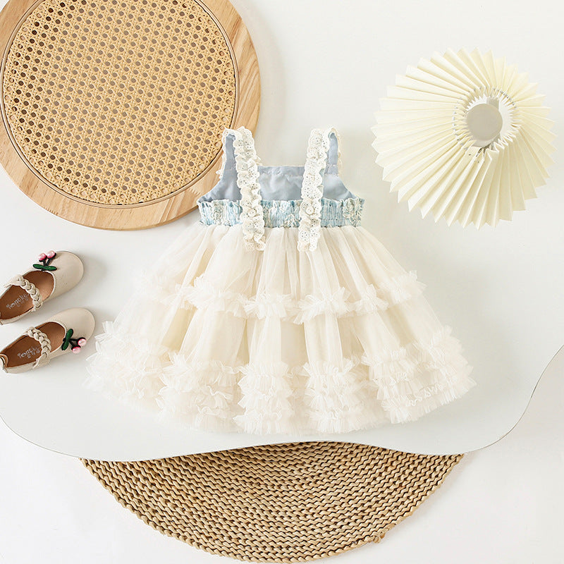 Children's Summer Clothing Western Style Lace Strap Children's Dress