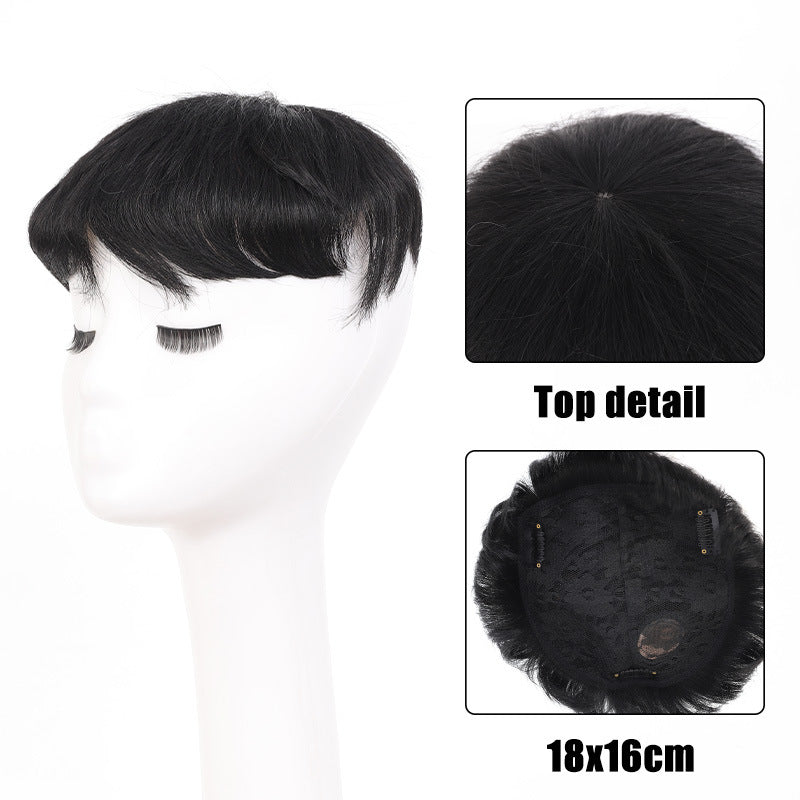 Men's Set Three-card Real Hair Supplementing Piece Breathable Internal Wig