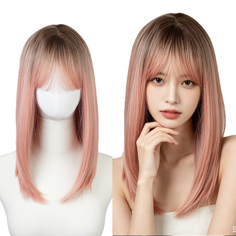 Daily Female Korean Style Goddess Versatile Head Dyed Long Straight Wig