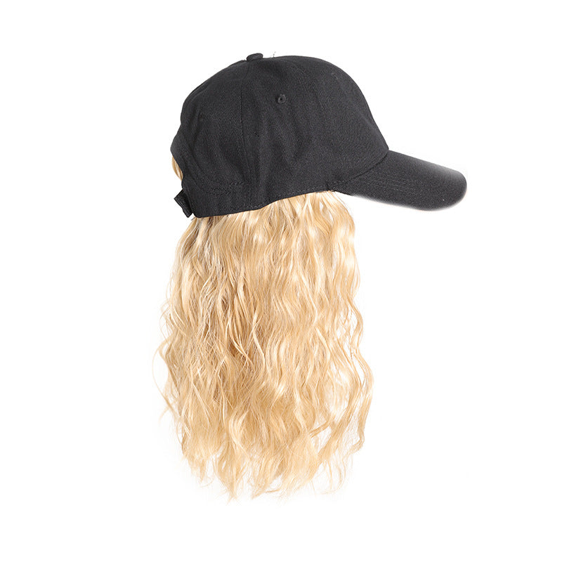 Hat Fashion Black Peaked Cap Corn Wig Short Curly Hair