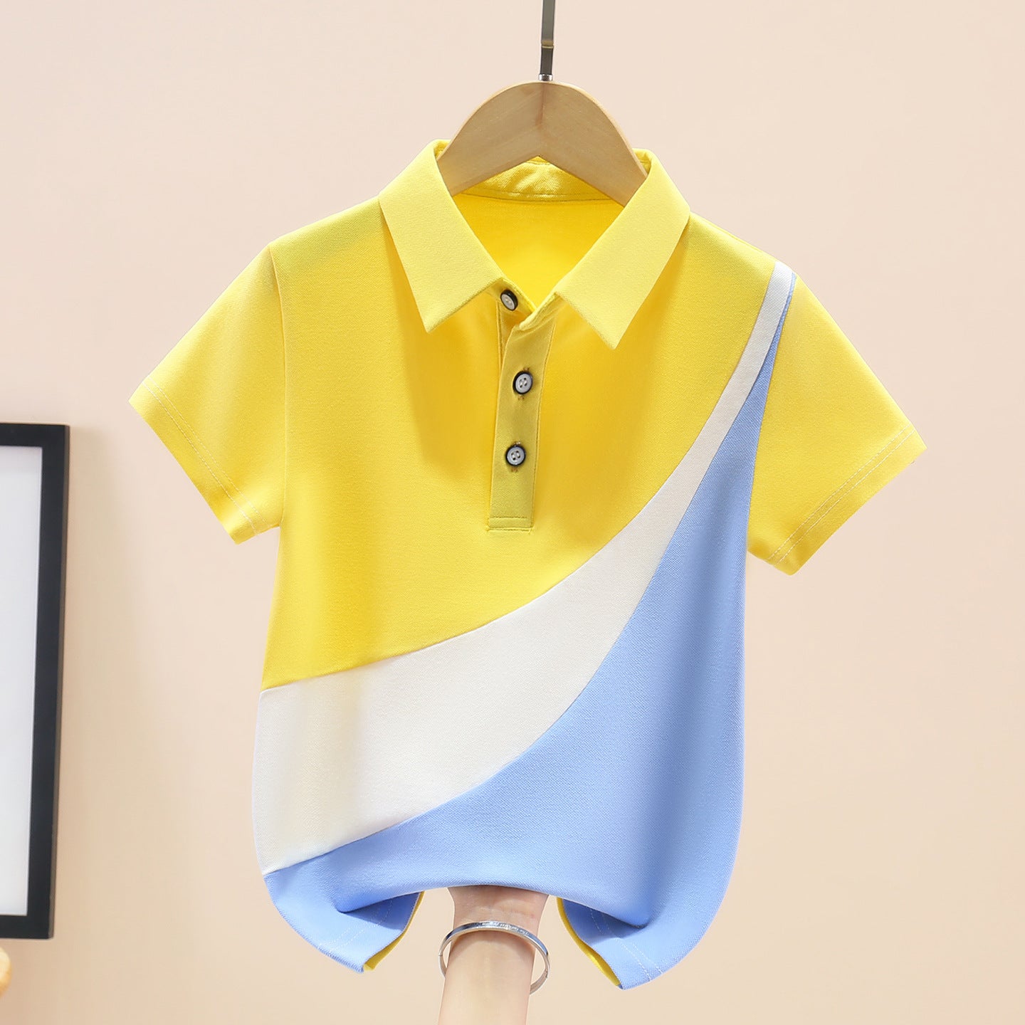 Men's & Children's Lapel Summer Clothes Medium Big Cotton Body Shirt Children's T-shirt