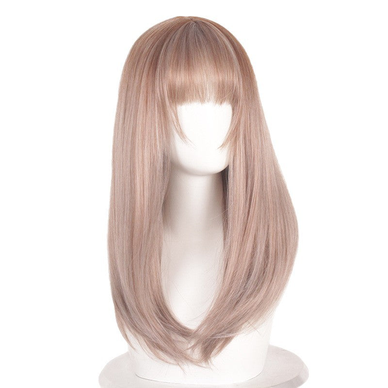 Women's Mid-point Dyed Fiber Head Cover Light Long Straight Wig