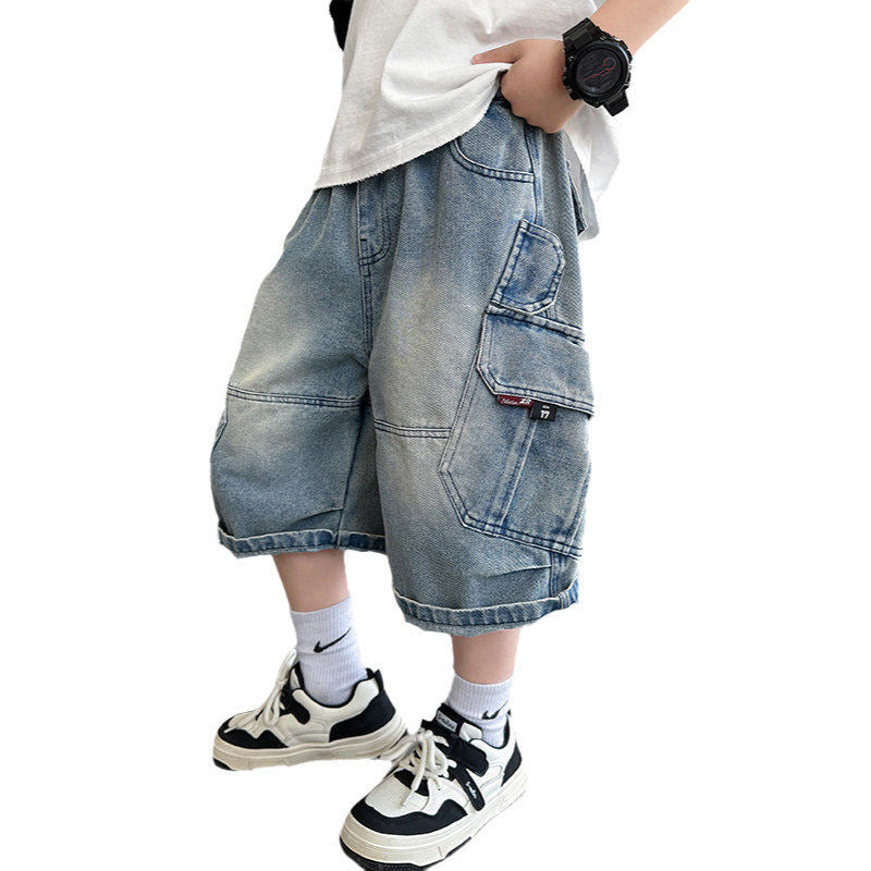 Children's Clothing Summer Denim Shorts Casual Handsome Middle Youth Korean Children's Pants
