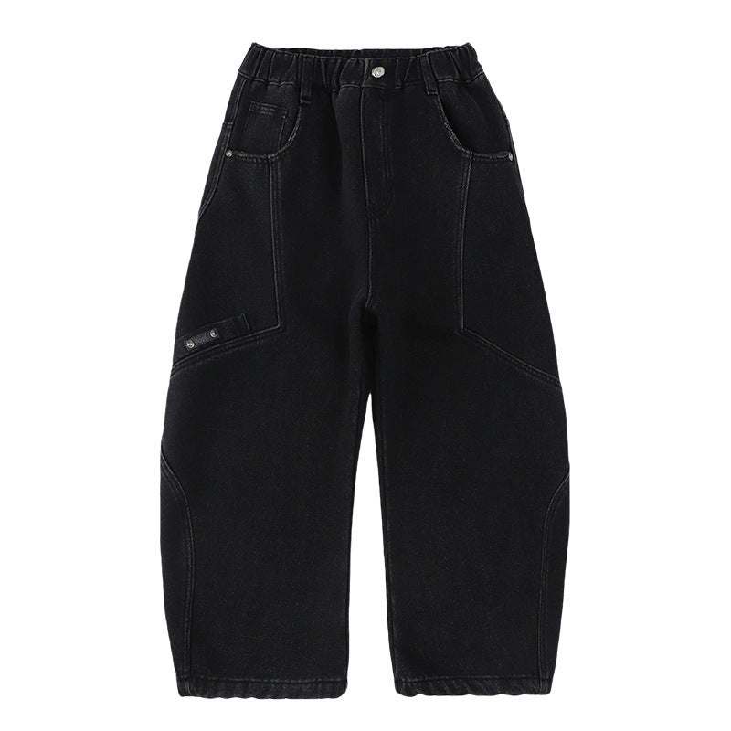 Children's Casual Fashionable Trousers Medium Big Soft Jeans Children's Pants