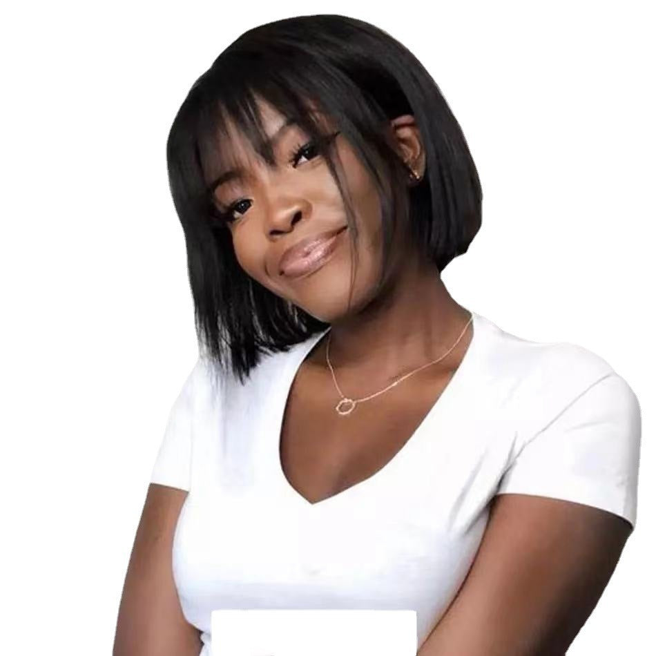 Women's Air Bangs Chemical Fiber Mechanism Head Wig Short Straight Hair