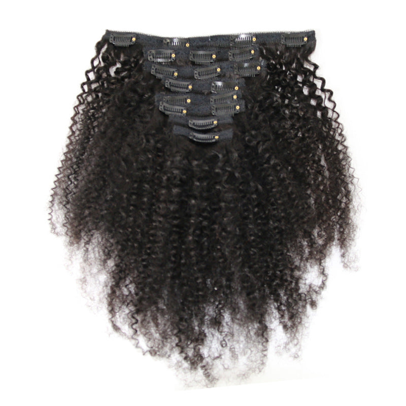 Hairpiece Clip Extension African Qu Afro Small Curly Real Hair Wig