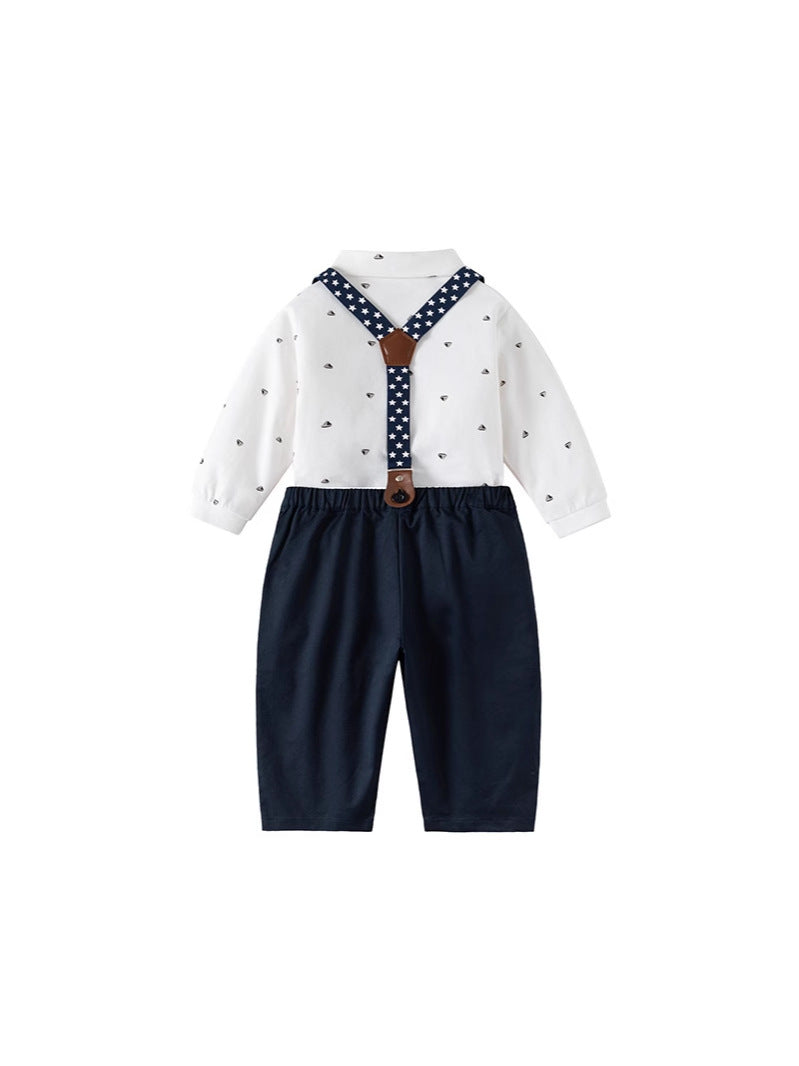 Children's Clothes Banquet Long-sleeved Shirt Suspender Pants Children's Suit