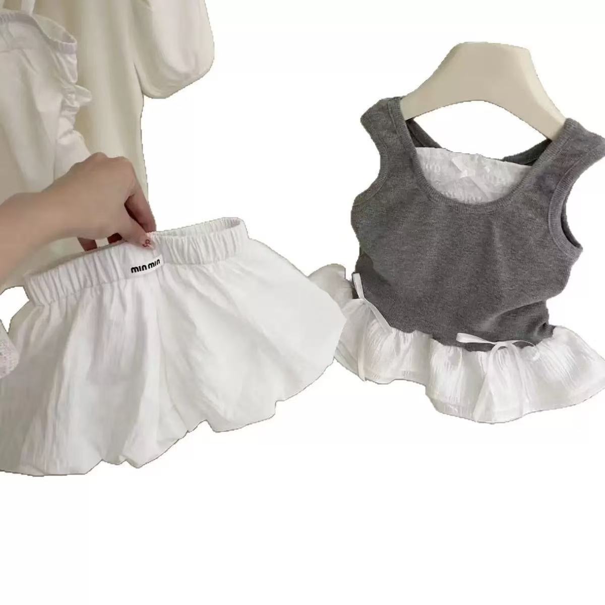 Summer Cute Princess Style Flower Brassiere Pants Children's Suit