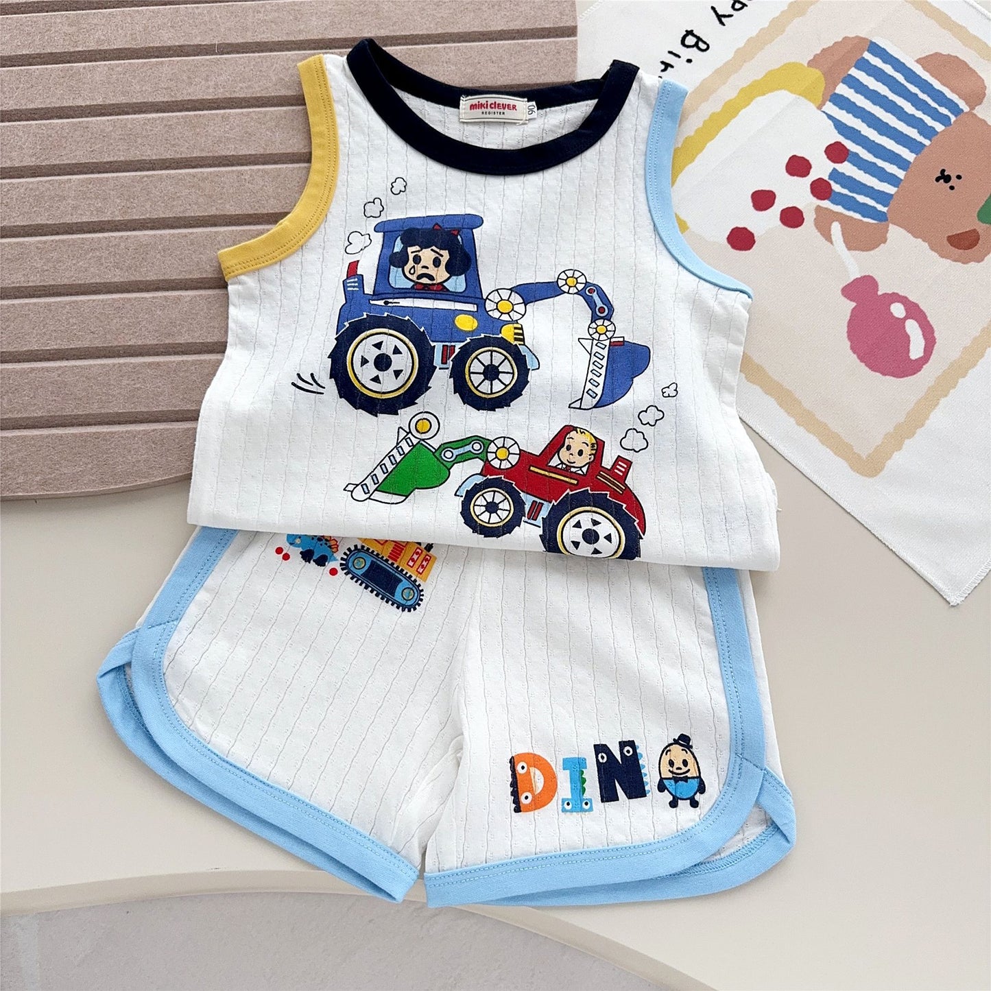Children's Thin Summer Excavator Boys Vest Shorts Children's Suit