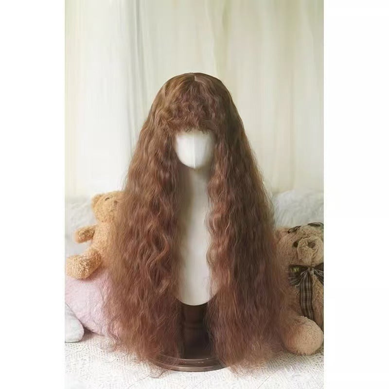 Style Pastoral Small Linen Gold Black Brown Wig Long Curls