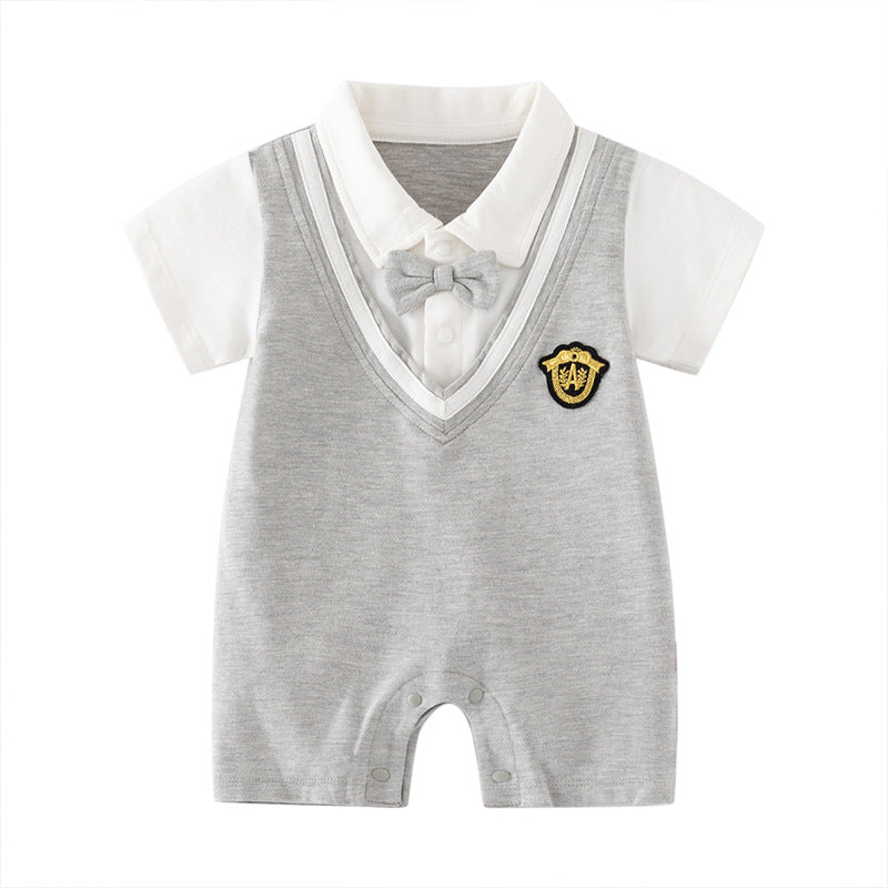 One Year Old Celebration Dress Short Sleeved Romper Preppy Style Jumpsuit, Climbing Suit