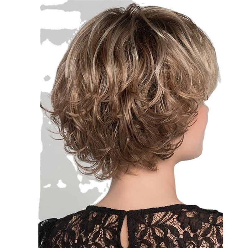 White Fashion Short Hair Curly Temperament Wig Long Curls