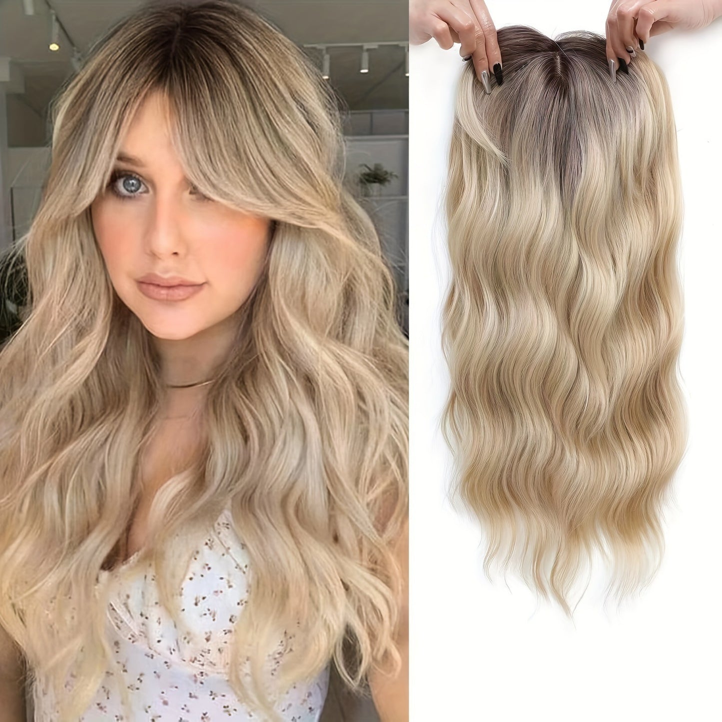 Women's Hairpiece Chemical Fiber Long Curly Hair Gradient Golden Wig