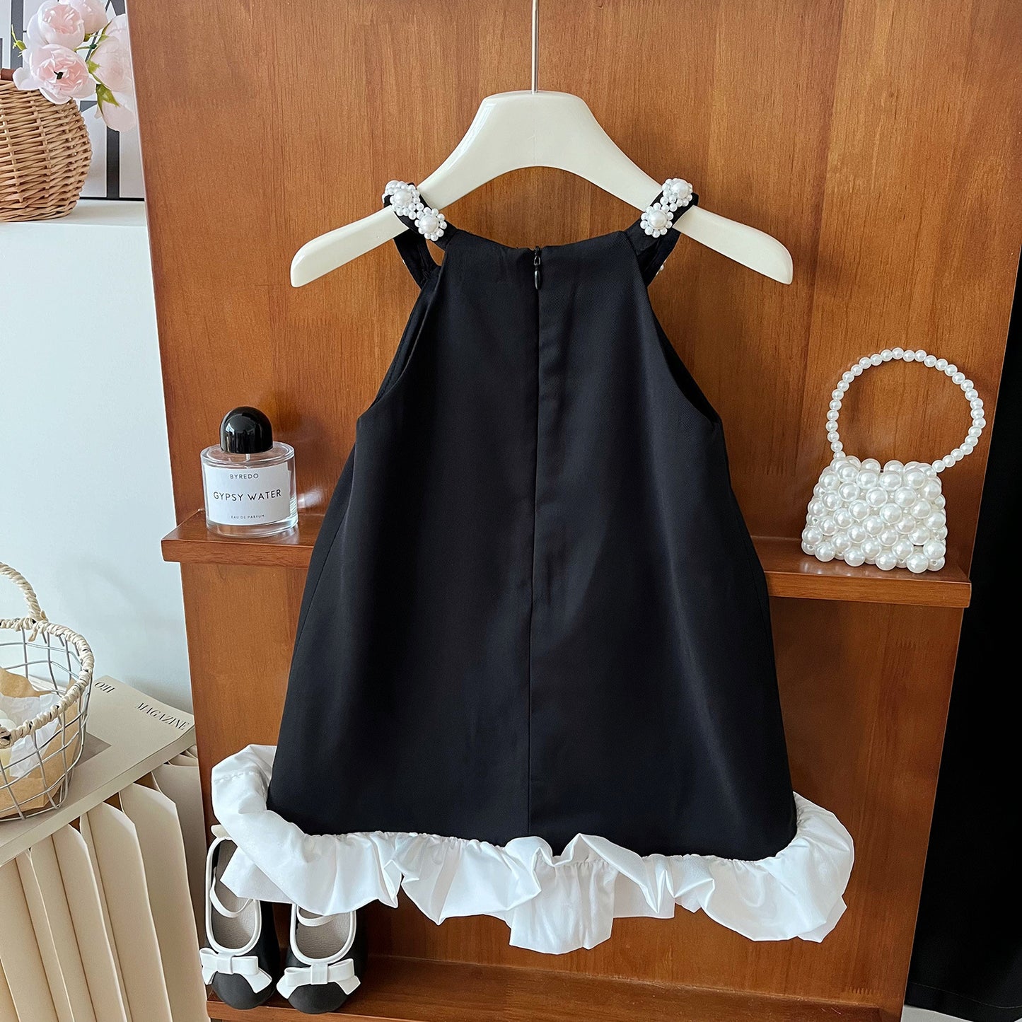 Summer Korean Style Black Princess Suspender Western Children's Dress