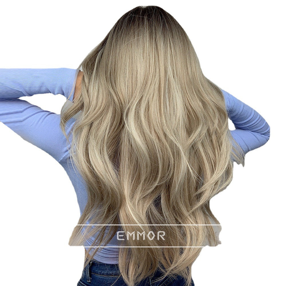 Women's Two-dimensional Animation Long Fluffy Fashion Makeup Big Wave Real Hair Wig