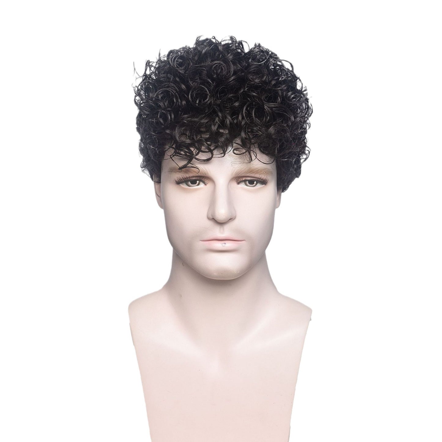 Men's Black Short Curly Hair Synthetic Wigs Men's Wig
