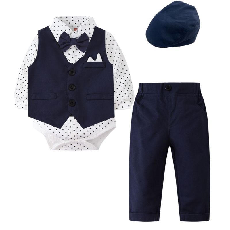 Children's Boy Gentleman Romper Vest Trousers Dress Performance Jumpsuit, Climbing Suit