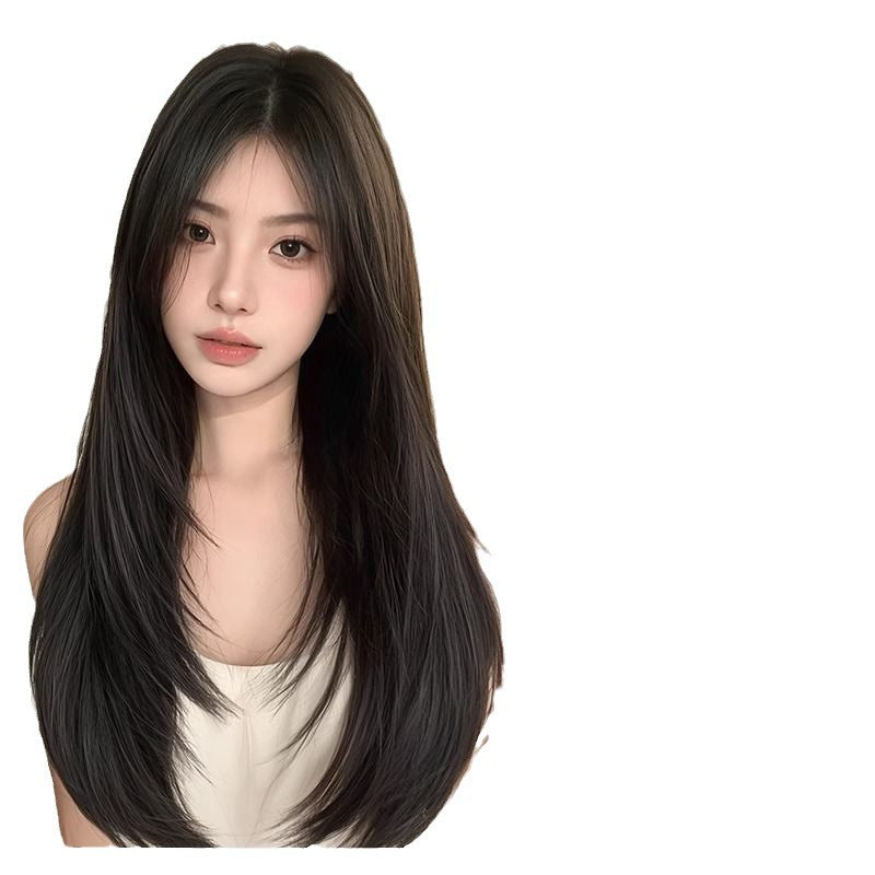 Artificial Human Hair Invisible Seamless High Level Hairstyle Fluffy Full Long Straight Wig