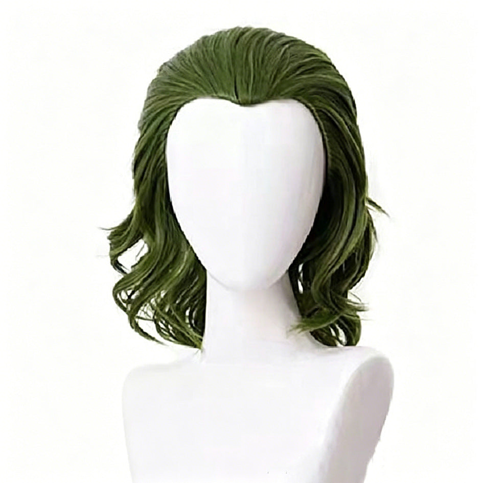 Movie Clown Flack Green Medium Long Curly Hair Cos Wig