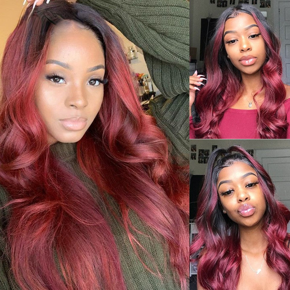 Wine-red Curly Hair Big Wave Head Cover Wig Long Curls