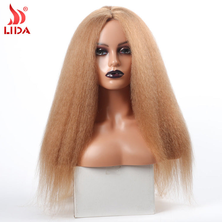 Chemical Fiber Mechanism Headgear Mid-length Hair Black Long Straight Wig