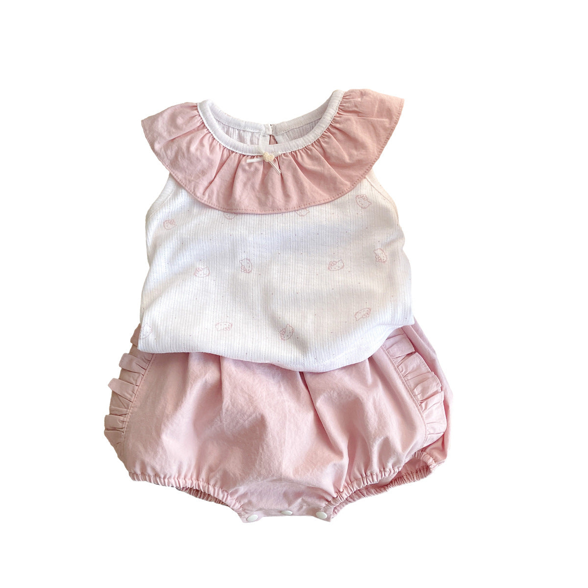 Cute Shorts Doll Collar Vest Top Clothing Children's Suit