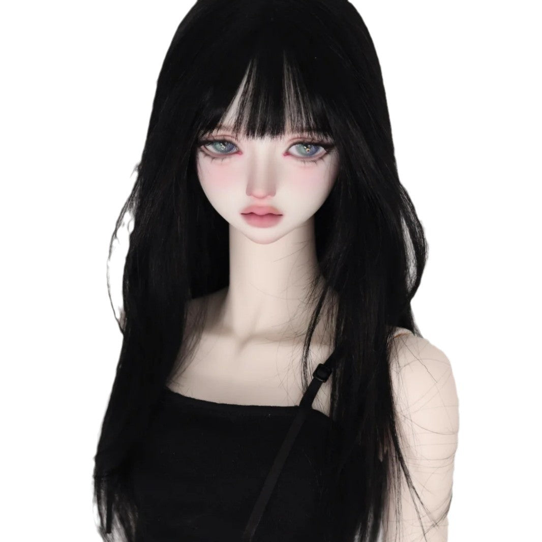 Points Straight Bangs Long Black Hair Good-looking Cos Wig