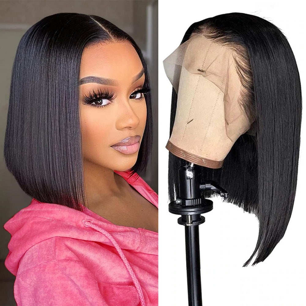 Bobo Human Headgear Bone Straight Density Real Hair Wig