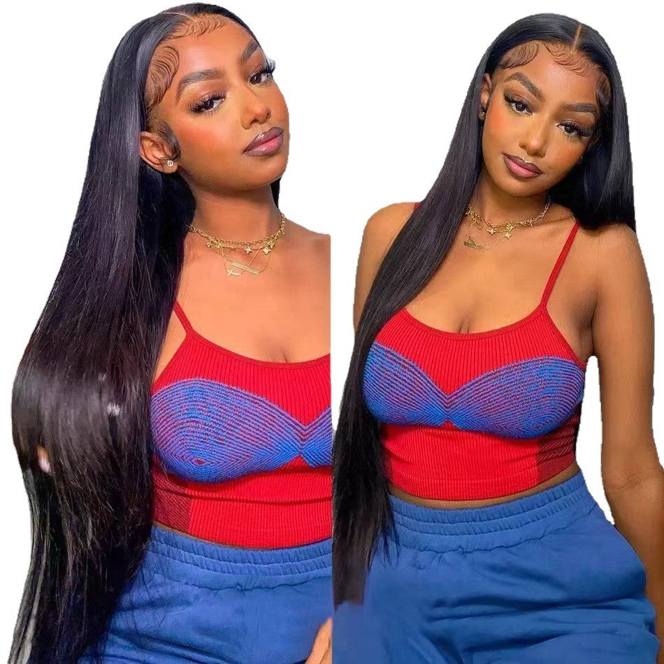 Women's Mid-length Hair Former Lace Head Cap Long Straight Wig