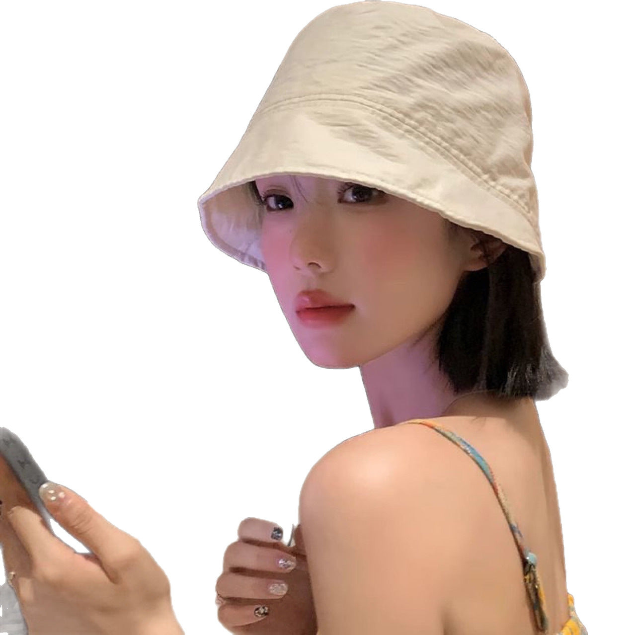 Hat One-piece Real Human Style Face Slimming Wig Short Straight Hair