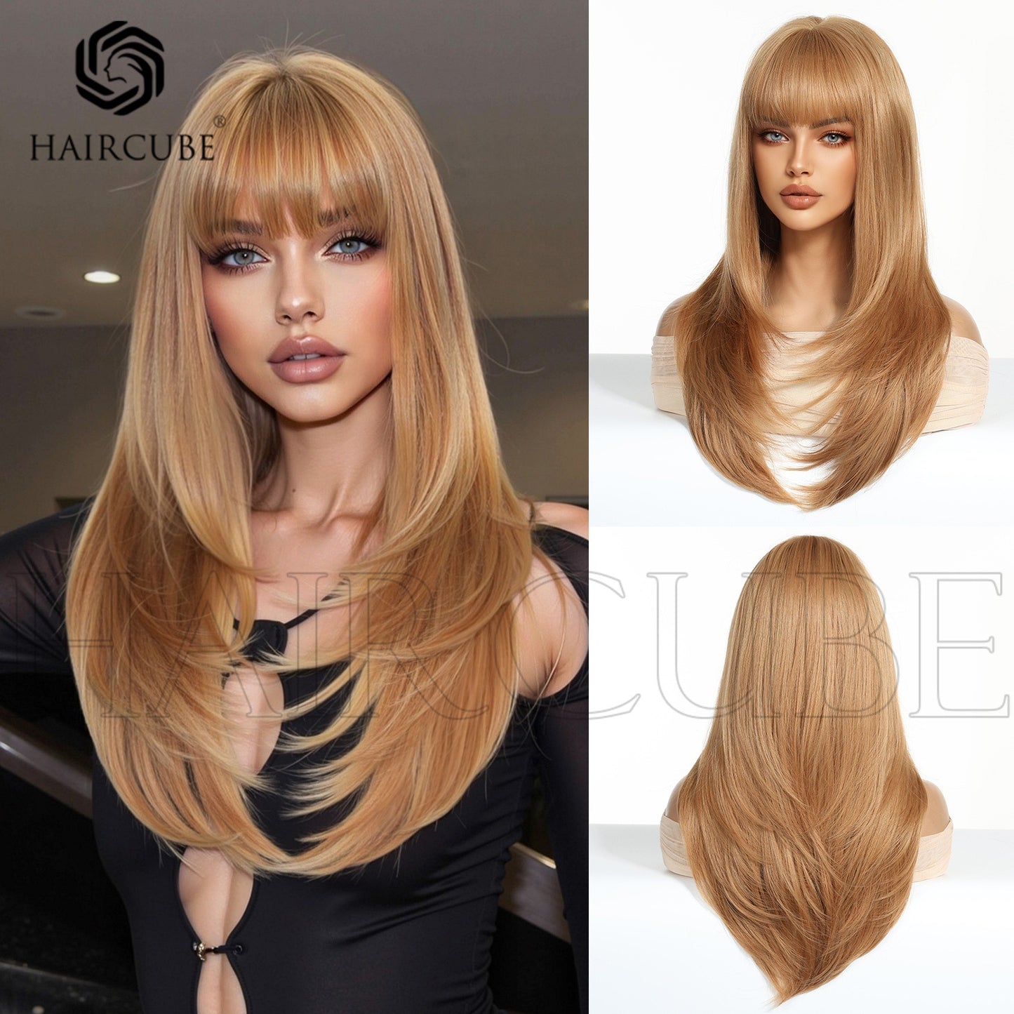 Hair Layered Mechanism Wine Red Festival Atmosphere Long Straight Wig