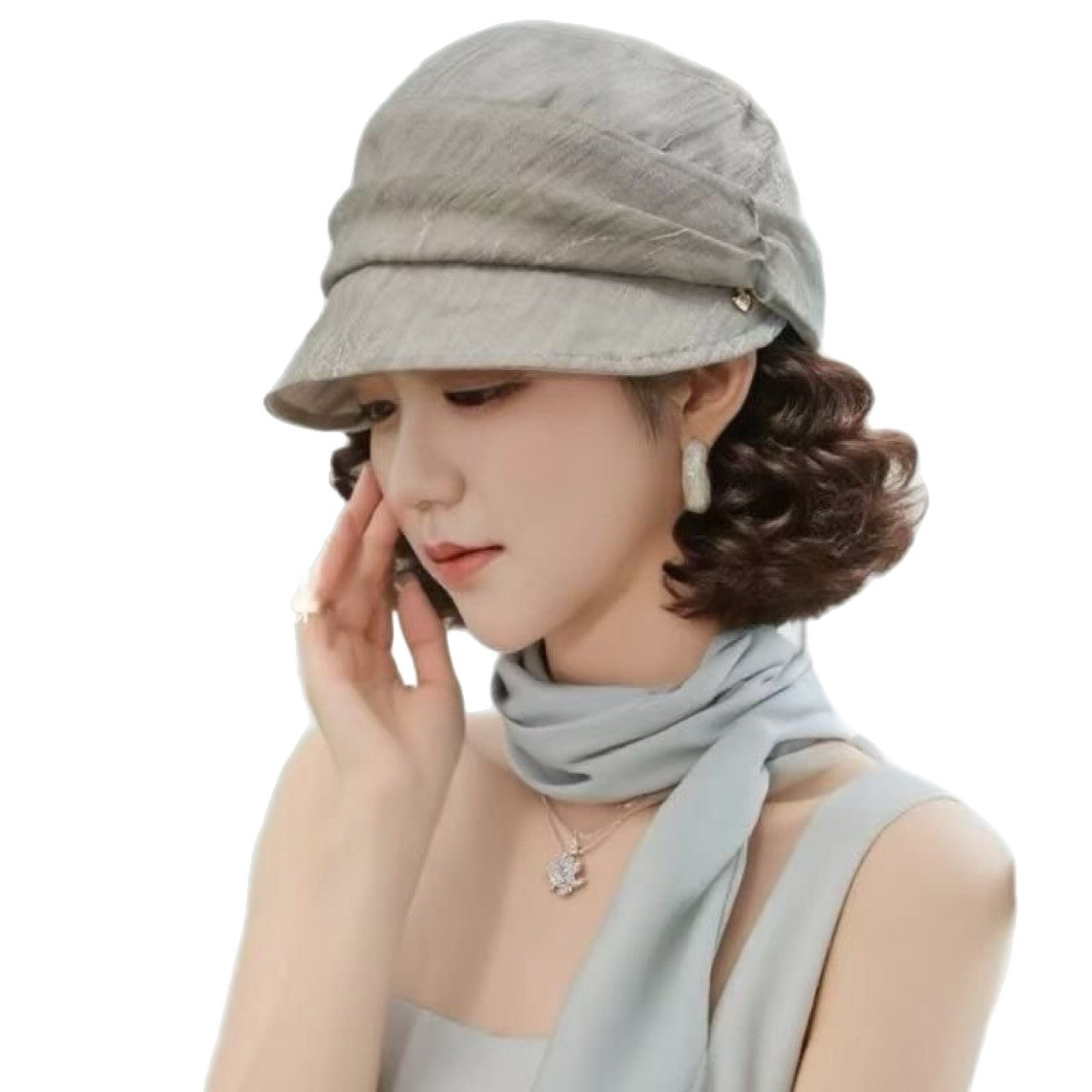 Pleated Face Slimming Fashion Mom Peaked Wig Short Curly Hair