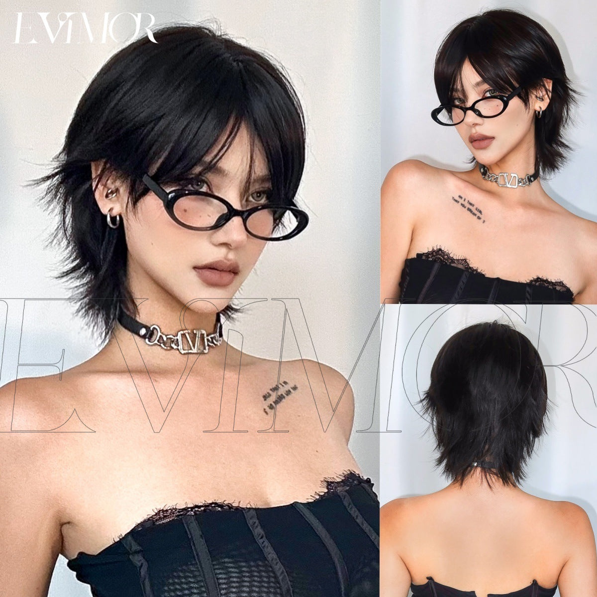Women's & Men's High-level Wolf Tail Neutral Trendy Anchovy Wig Short Straight Hair