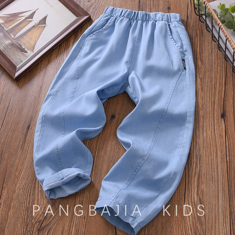 Children's Summer Thin Medium Big Clothing Ice Silk Children's Pants