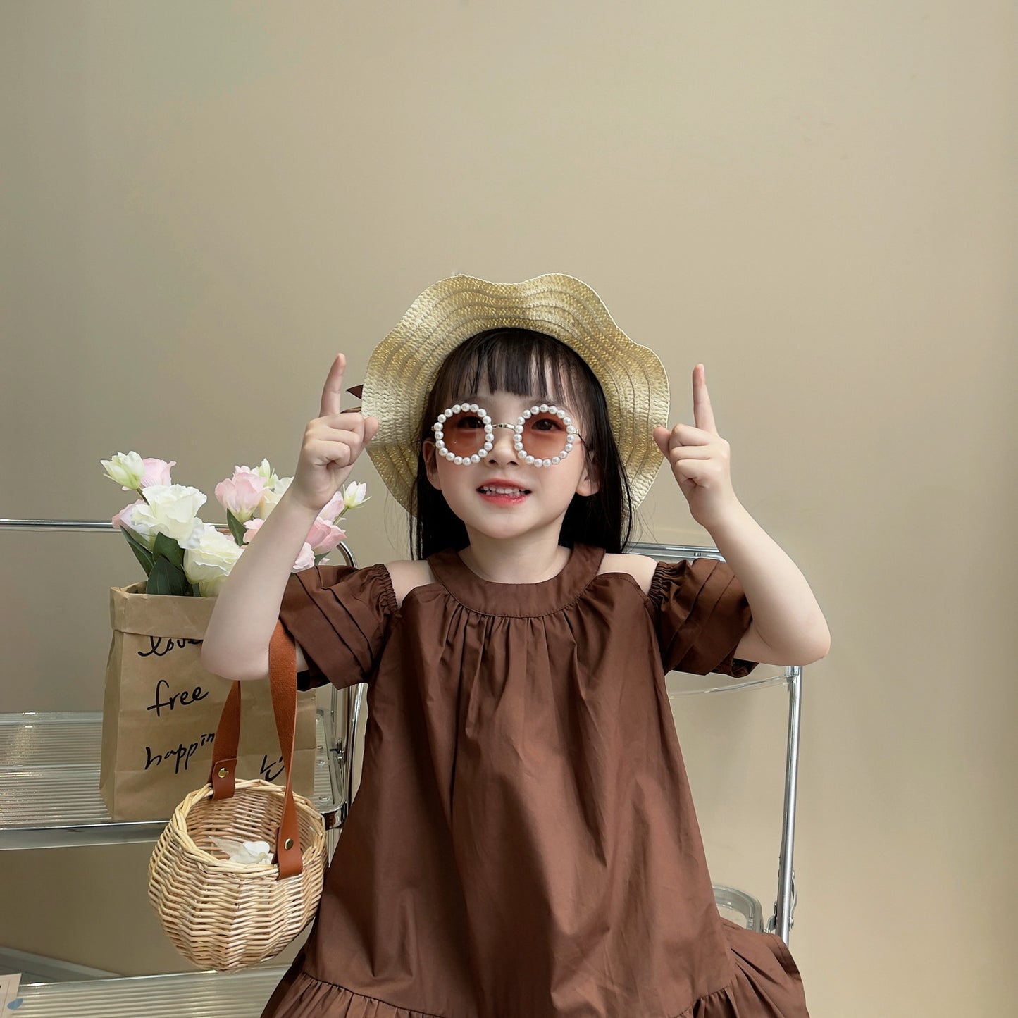 Summer Korean Cute Solid Color Cool Children's Dress