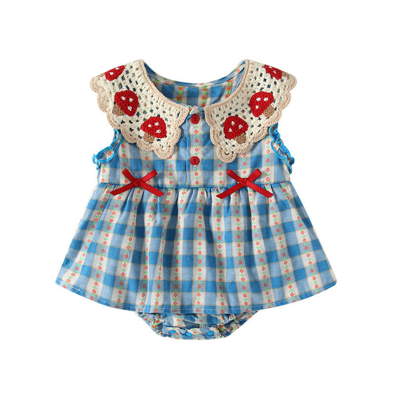Infant Lapel Flounced Sleeve Bow Lace Collar Jumpsuit Jumpsuit, Climbing Suit