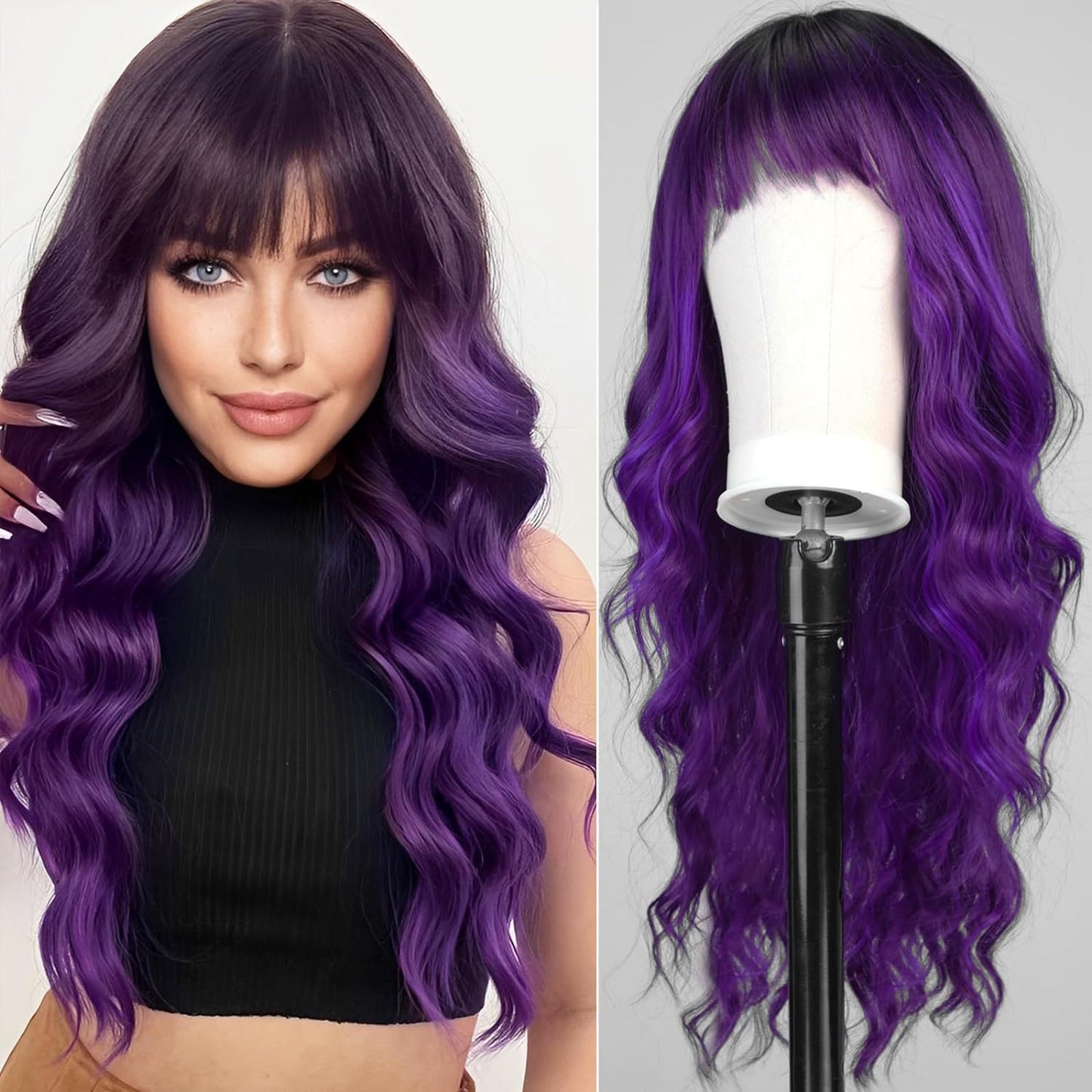 Women's Fashion Synthetic Wigs Brown Gradient Color Wig Long Curls