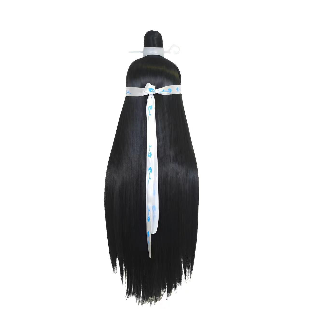 Wang Ji Ancient Costume Hero Style Black Beauty Pointed Hair Cos Wig