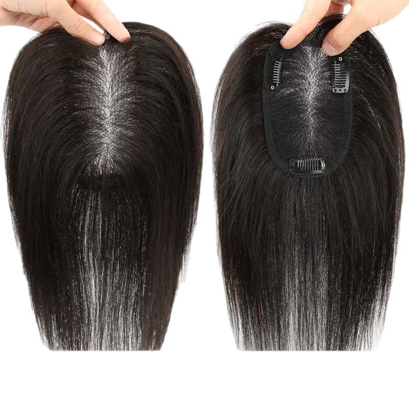 Women's Swiss Net Set Hand Woven Cover Gray Hair Human Top Wig