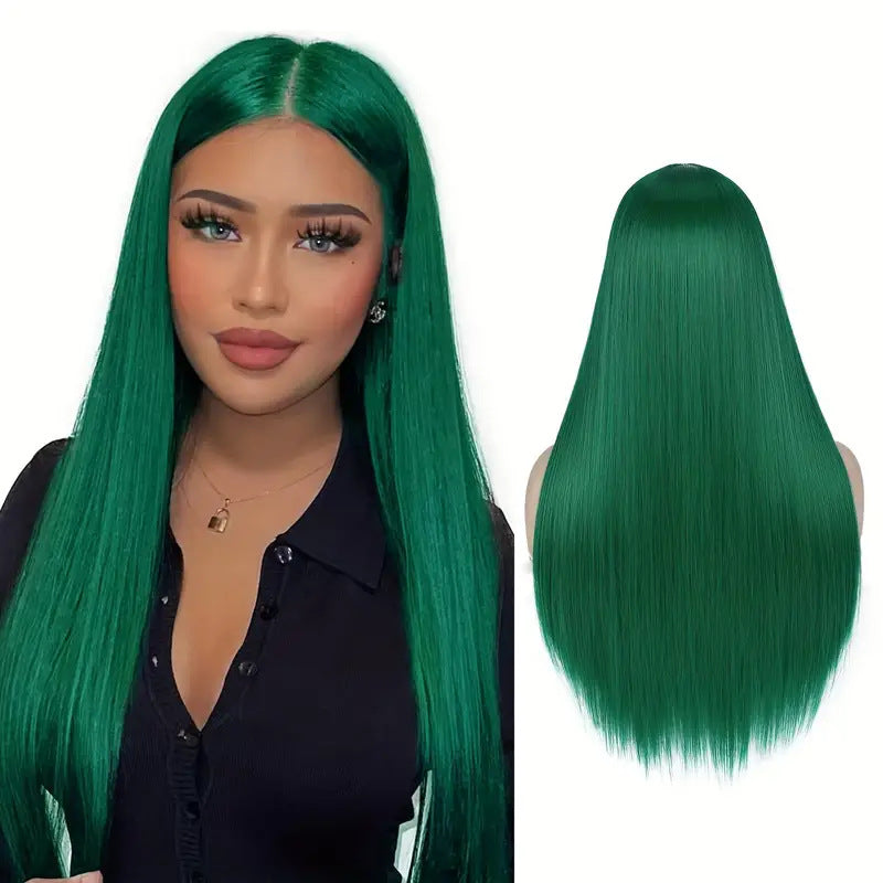 Women's Mid-length Fashion Inch Red Chemical Fiber Long Straight Wig