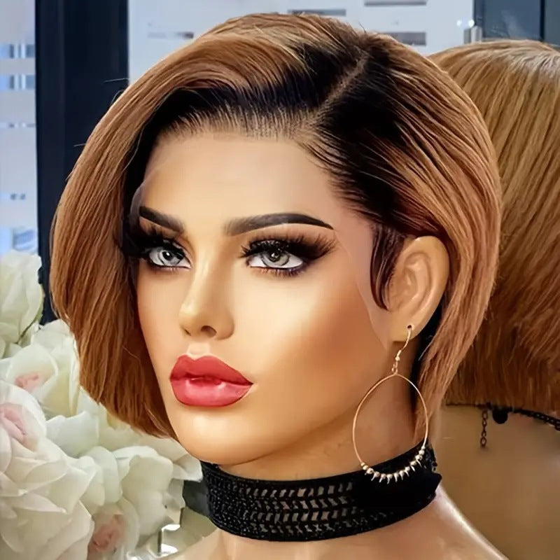 Split Bangs Fashion Front Lace Chemical Wig Short Curly Hair