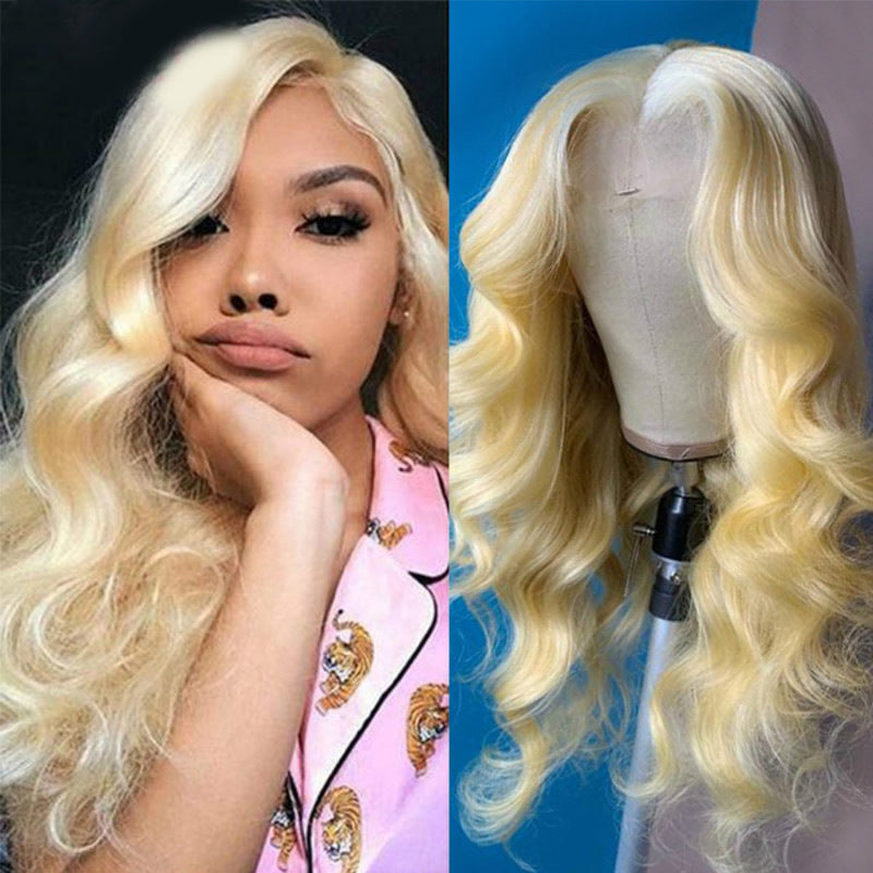 Women's Lace Gradient Color Curly Hair Real Head Wig Long Curls