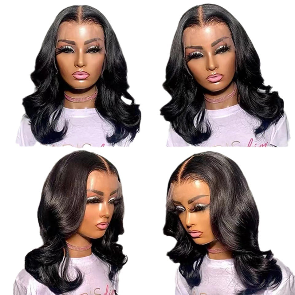 Casual Front Lace African Partial Bangs Wig Short Curly Hair