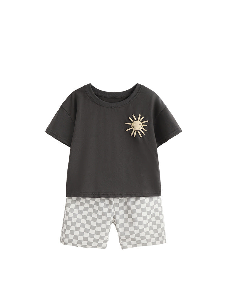 Round Neck Short Sleeve Handsome T-shirt Children's Suit