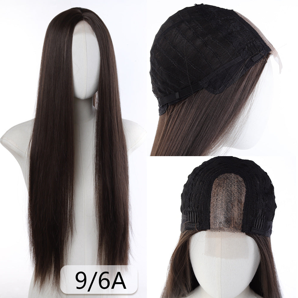 Women's Front Lace Mid-length Hair White Role-playing Long Straight Wig