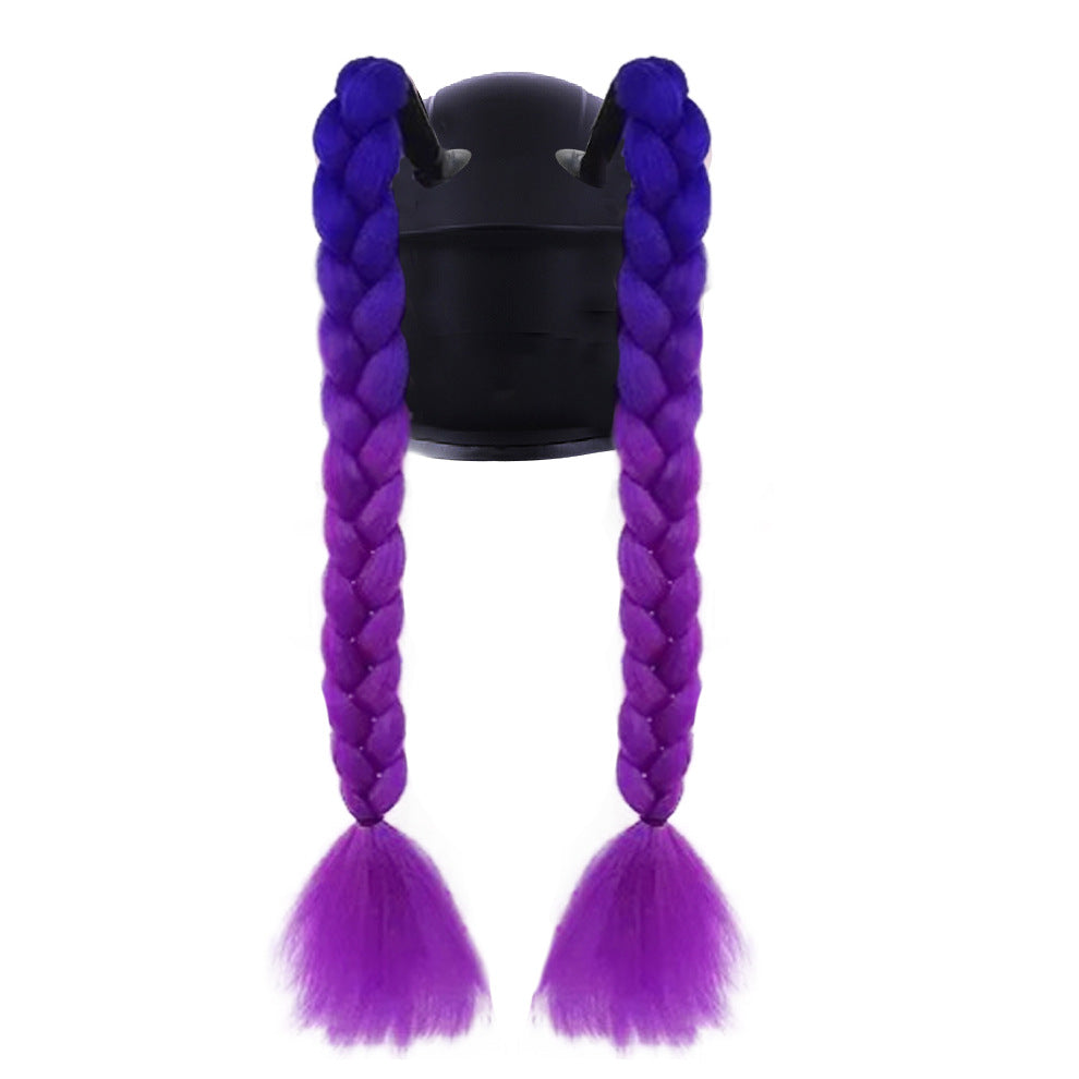 Helmet Braid Color Double Twist Decoration Electric Wig Ponytail
